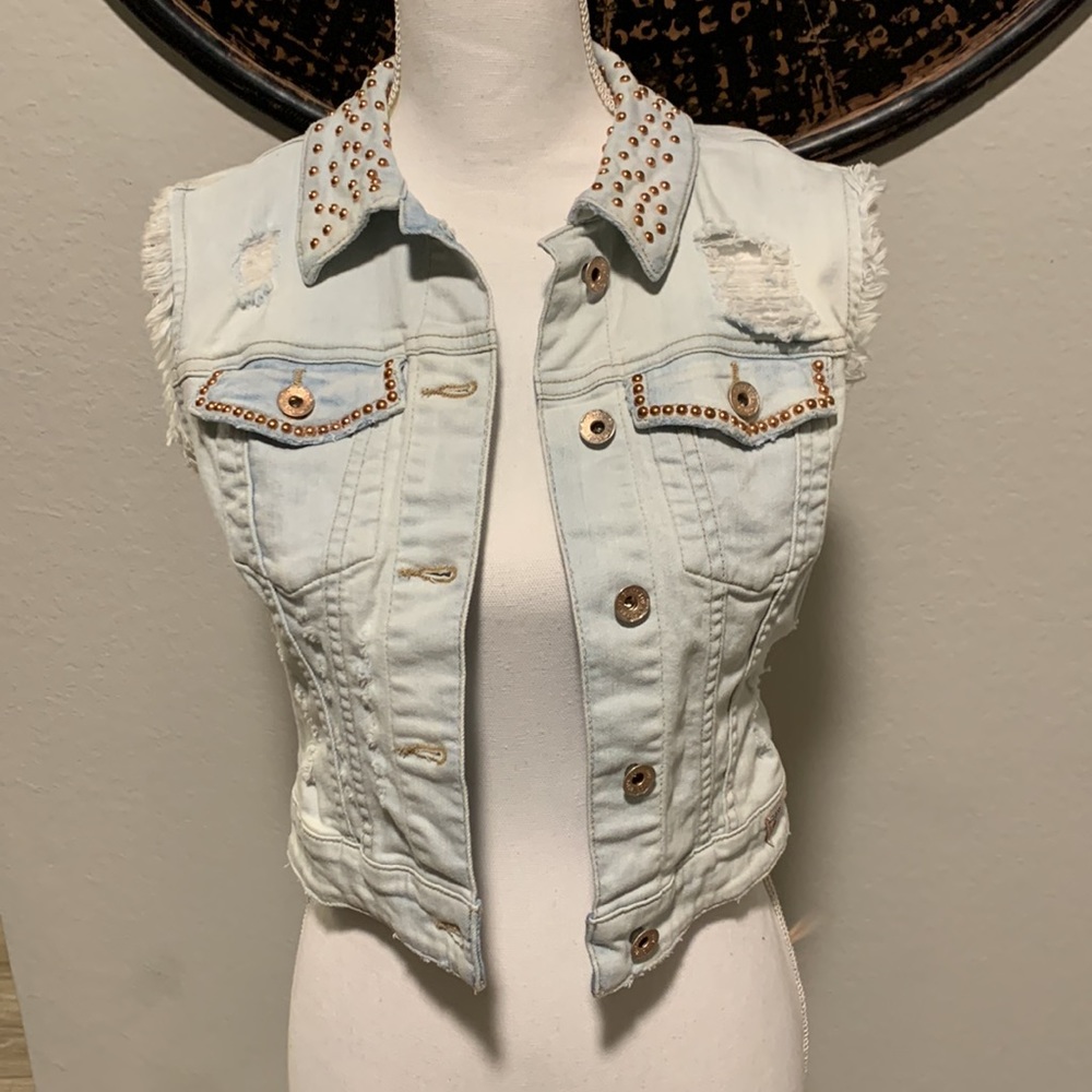 Vintage Guess Distressed Denim Jacket Vest!